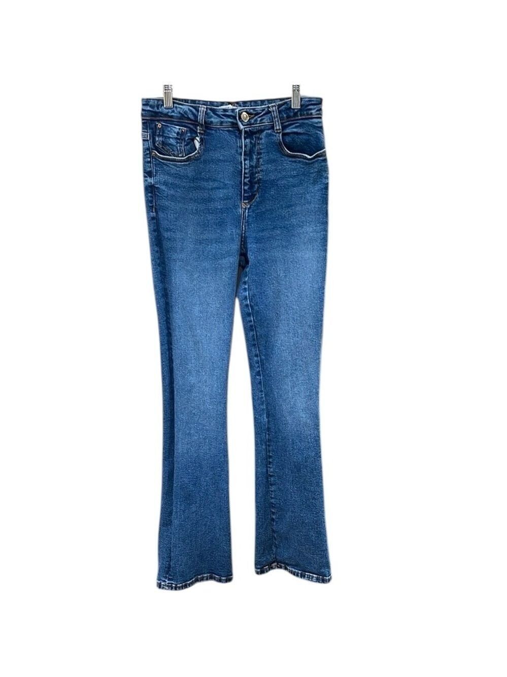 Zara Boot Cut High Waisted Stretch Jeans SZ 8 Denim Blue
